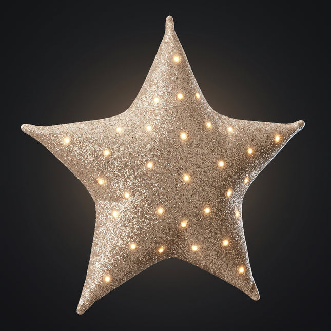 Cheqo® Verlichte Kerstster Goud - LED Kerstster met Kerstlampjes - op Batterijen met Timer - Kerstverlichting voor Binnen - Kerstdecoratie om op te Hangen - Warm Wit - Sfeerverlichting - Verlicht Kerstfiguur - Adventster - Raamdecoratie Kerst - Hero Studio