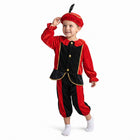Cheqo® Pietenpak Kind 98-104 - Zwart Rood - Sinterklaas Verkleedkleding - Pieten Kostuum voor Kinderen - Pietenpak voor Jongens en Meisjes - Verkleden als Piet - Jasje en Pofbroek met Pietenmuts - Pakjesavond en Intocht - ca. 3-4 Jaar - Hero Studio