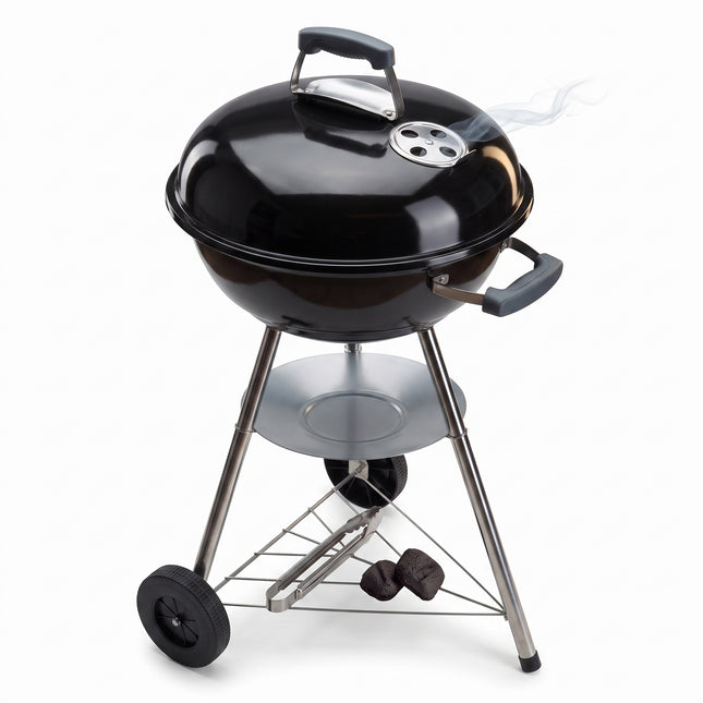 Cheqo® Houtskoolbarbecue - Kogelbarbecue - Houtskool Barbecue - Kogelgrill - Barbecue met Deksel - Ketelbarbecue - Barbecue met Wielen - Ronde Barbecue - Barbecue voor Tuin en Balkon - Camping Barbecue - Barbeque - Grill - BBQ - Zwart - Hero Studio