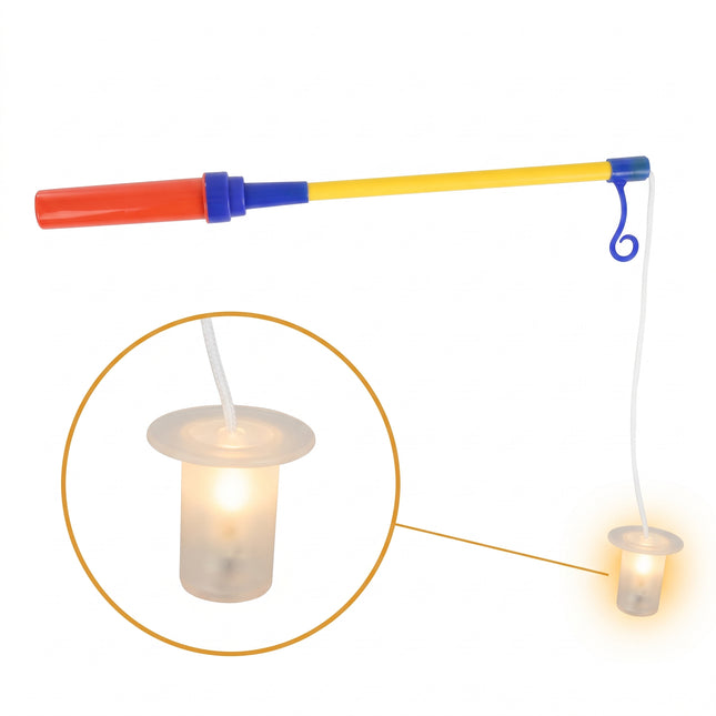 Cheqo® Lampionstokje 50 cm met LED Lichtje - Sint Maarten - Lampion Lampje - 11 November - Lantaarnstok - voor Kinderen - Warm Wit - Halloween - Kinderfeestje - Inclusief Batterijen - Hero Studio