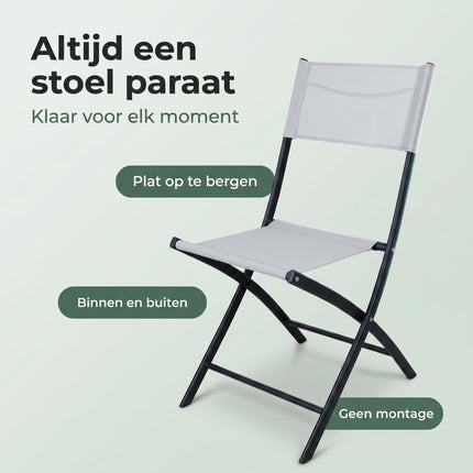 Cheqo® Vouwstoel Wit - Klapstoel - Tuinstoel - Inklapbare Stoel - Campingstoel - Balkonstoel - Terrasstoel - Bijzetstoel - Buitenstoel - Tuin Eettafelstoel - Picknickstoel - Festivalstoel - Plooistoel - Tuinzetel - Kampeerstoel - Klapstoeltje - Benefit Map