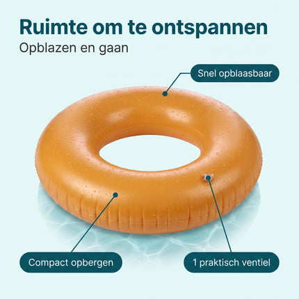 Cheqo® Zwemband Oranje - Zwemring - Opblaasbare Zwemband voor Volwassenen en Kinderen - Zwembad Speelgoed - Waterspeelgoed - Zwembad Accessoires - Opblaasband Groot - Drijfband - Float Tube voor Zwembad en Strand - Zwembenodigdheden Zomer - Benefit Map
