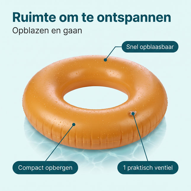 Cheqo® Zwemband Oranje - Zwemring - Opblaasbare Zwemband voor Volwassenen en Kinderen - Zwembad Speelgoed - Waterspeelgoed - Zwembad Accessoires - Opblaasband Groot - Drijfband - Float Tube voor Zwembad en Strand - Zwembenodigdheden Zomer - Benefit Map