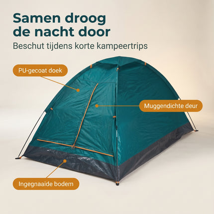 Cheqo® Koepeltent 2 Persoons - Tent 2 Persoons - Kampeertent - Campingtent - Festivaltent - Iglotent - Bogentent - Lichtgewicht Tent - Waterdichte Tent - Tent voor Camping - Reistent - Vistent - Tentje - Groene Tent - Monodome Tent - Benefit Map