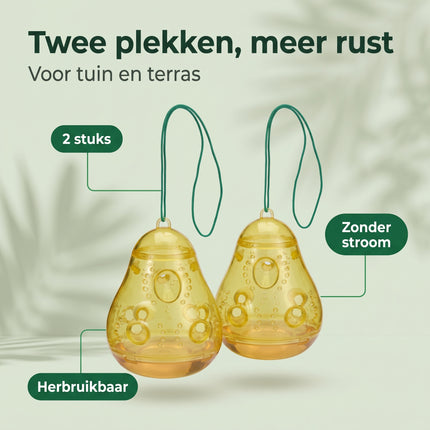 Cheqo® Wespenvanger Set van 2 - Wespenval - Wespenvanger Buiten - Insectenval - Insectenvanger - Vliegenvanger - Fruitvliegjesvanger - Wespenverjager - Anti Wesp - Wespenbestrijding - Hangend voor Tuin - Terras en Balkon - Herbruikbaar - Benefit Map