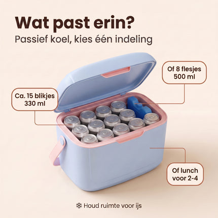Cheqo® Koelbox - Passieve Koelbox Zonder Stroom - Draagbare Koelbox - Kleine Koelbox met Schouderband - Koeltas voor Camping en Strand - Picknick Koelbox voor Festival en Auto - Lunchbox Koeler - Isolatiebox - Koelbox Blauw - Frigobox - Benefit Map