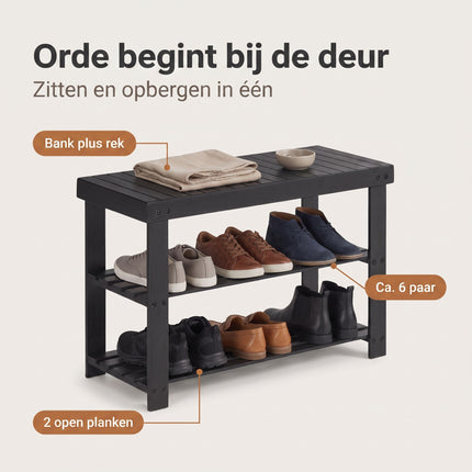 Cheqo® Schoenenrek - Schoenenbank - Schoenenkast - Schoenenrekje - Halbankje - Halbank - Schoenenbankje - Schoenen Organizer - Schoenen Opbergrek - Schoenenstandaard - Schoenenrek 3 Laags - Gangkast - Haltafel - Schoenenrek Smal - Zwart - Benefit Map