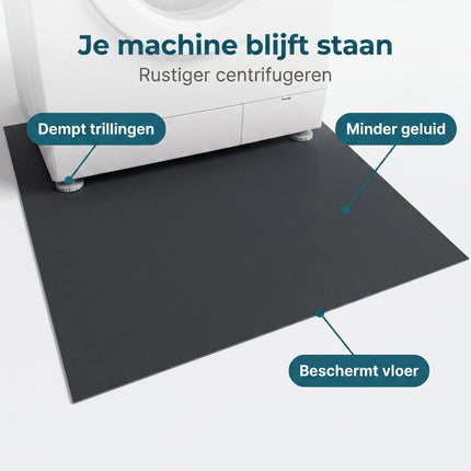 Cheqo® Anti Trillingsmat Wasmachine en Wasdroger - Antislipmat - Trillingsdemper - Geluidsdempende Mat - Anti Vibratiemat - Dempingsmat - Wasmachine Onderlegger - Vloerbeschermingsmat voor Vaatwasser en Fitnessapparaat - Trilmat - Grijs - Benefit Map
