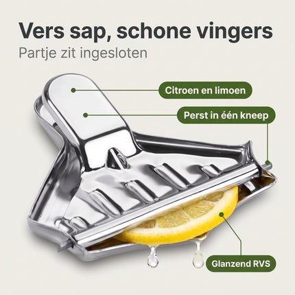 Cheqo® Citroenknijper - Citroenpersje - Citroenschijfpers - Citroenpers voor op Tafel - Citruspers voor Citroenpartjes - Lemon Squeezer - Limoenknijper - Bar Accessoires - voor Thee, Vis en Cocktails - Benefit Map