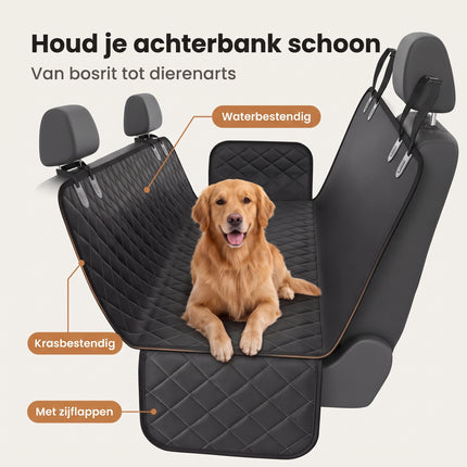 Cheqo® Hondendeken Auto Achterbank - Hondendeken Kofferbak - Beschermhoes Achterbank Hond - Hondenkleed Auto - Autodeken Hond - Autohoes Hond - Achterbankhoes - Hondenmat Auto - Hangmat Hond Auto - Autostoelhoes - Waterdicht en Antislip - Zwart - Benefit Map