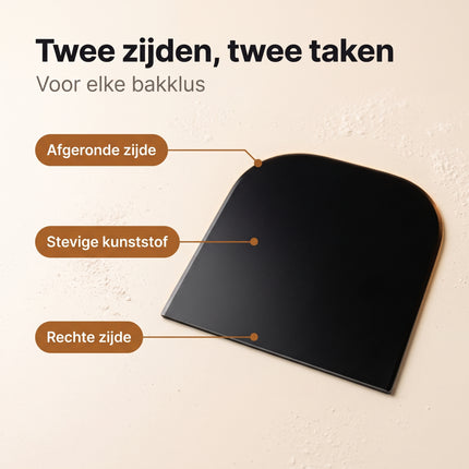 Cheqo® Deegschraper Zwart - Deegkrabber - Deegsnijder - Deegsteker - Deegspatel - Taart Schraper - Fondant Schraper - Keukenschraper - Bakgereedschap - Kom Schraper - Deegkaart - voor Brood en Pizza - Zuurdesem Accessoires - Dough Scraper - Benefit Map