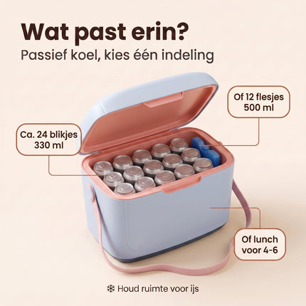Cheqo® Koelbox - Draagbare Koelbox zonder Stroom - Passieve Koelbox voor Camping en Strand - Picknick Koelbox met Verstelbare Draagriem - Koelbox voor Auto - Isolatie Koelbox - Koeltas voor Festival en Onderweg - Blauwe Koelbox Lichtgewicht - Benefit Map