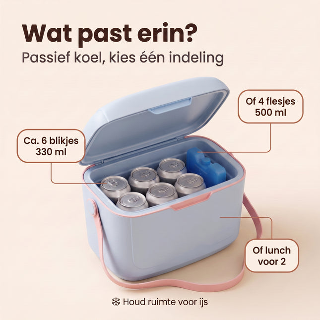 Cheqo® Koelbox - Kleine Koelbox - Draagbare Koelbox - Koeltas - Mini Koelbox zonder Stroom - Koelbox voor Camping - Koelbox voor Strand - Picknick Koelbox - Koelbox Auto - Lunchbox Koeltas - Isolerende Koelbox met Draagriem en Handvat - Blauw - Benefit Map