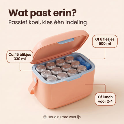 Cheqo® Koelbox Klein - Draagbare Koelbox zonder Stroom - Koelbox met Handvat en Deksel - Koelbox voor Picknick - Camping - Strand en Auto - Coolbox - Frigobox - Mini Koelbox voor Onderweg - Koeltas voor Lunch en Festival - Roze - Benefit Map