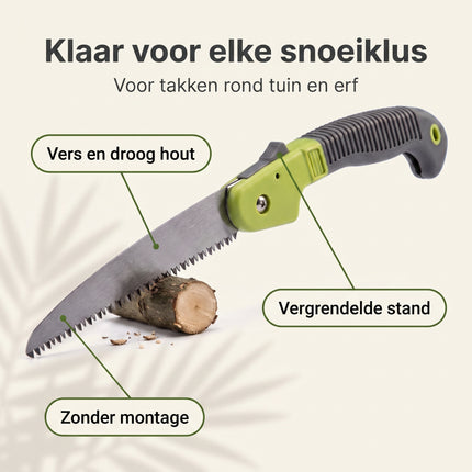 Cheqo® Takkenzaag Opvouwbaar - Snoeizaag Inklapbaar - Vouwzaag - Klapzaag - Handzaag - Boomzaag - Houtzaag - Tuinzaag - Zakzaag - Tuingereedschap voor Snoeien - voor Takken en Struiken - voor de Tuin - Kampeerzaag - Survival Zaag - Zaag - Benefit Map