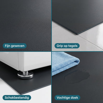 Cheqo® Anti Trillingsmat Wasmachine en Wasdroger - Antislipmat - Trillingsdemper - Geluidsdempende Mat - Anti Vibratiemat - Dempingsmat - Wasmachine Onderlegger - Vloerbeschermingsmat voor Vaatwasser en Fitnessapparaat - Trilmat - Grijs - Detail Split