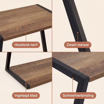 Cheqo® Plantenstandaard - Plantentafel - Bloempothouder - Plantenkruk - Plantenrek met 2 Niveaus - Plantenhouder - Plantentafeltje voor Binnen - Bloempot Standaard - Plantenzuil - Bijzettafel - Industrieel Design voor Woonkamer en Balkon - Detail Split
