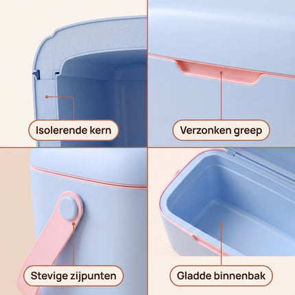 Cheqo® Koelbox - Passieve Koelbox Zonder Stroom - Draagbare Koelbox - Kleine Koelbox met Schouderband - Koeltas voor Camping en Strand - Picknick Koelbox voor Festival en Auto - Lunchbox Koeler - Isolatiebox - Koelbox Blauw - Frigobox - Detail Split