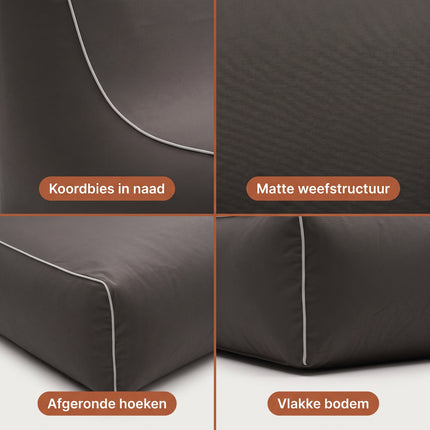 Cheqo® Opblaasbare Sofa Donkergrijs - Opblaasbare Loungestoel - Zitzak Buiten - Zitzak Volwassenen - Opblaasbare Stoel - Lounge Fauteuil - Opblaasbare Zetel - Outdoor Sofa - Relaxstoel - Tuinstoel voor Terras - Campingstoel - Strandstoel - Detail Split