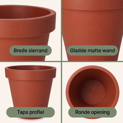 Cheqo® Bloempot Terracotta Rond Kunststof - Detail Split