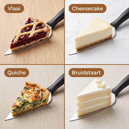 Cheqo® Taartmes - Taartschep met Snijrand - Taartsnijder - Cakesnijder - Gebakschep - Gebakmes - Taartserveerder - Vlaaischep - Taartbestek voor Bruidstaart en Verjaardag - Bakaccessoires - Keukengerei - Serveerschep - Cake Server - Detail Split