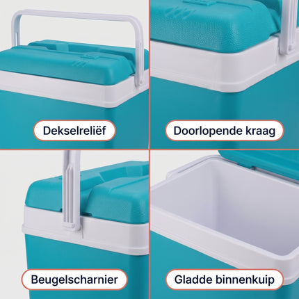 Cheqo® Koelbox passief 24L turquoise - Detail Split