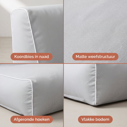 Cheqo® Opblaasbare Sofa Lichtgrijs - Zitzak Buiten - Opblaasbare Loungestoel - Lounge Fauteuil - Zitzak Volwassenen - Opblaasbare Stoel - Beanless Zitzak - Loungestoel voor Tuin - Relaxstoel - Ligstoel - Outdoor Sofa - Strandstoel - Campingstoel - Detail Split