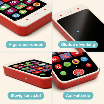 Cheqo® Speelgoedtelefoon - Kindertelefoon - Babytelefoon - Speelgoed Smartphone - Speeltelefoon - Kinder GSM - Educatief Speelgoed - Interactief Speelgoed - Peuterspeelgoed - Babyspeelgoed met Touchscreen - Dierengeluiden - Licht en Geluid - Detail Split