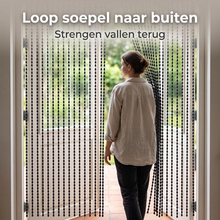 Cheqo® Kralengordijn 90x210 cm Zwart - Vliegengordijn - Deurgordijn - Insectengordijn - Horgordijn - Hordeur - Muggengordijn - Kunststof Kralen - Vliegenwerend - Vliegendeur - Anti Insecten - voor Deur, Tuindeur, Balkondeur, Caravan en Camper - Lifestyle (oude v0)