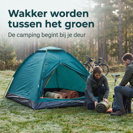 Cheqo® Koepeltent 2 Persoons - Tent 2 Persoons - Kampeertent - Campingtent - Festivaltent - Iglotent - Bogentent - Lichtgewicht Tent - Waterdichte Tent - Tent voor Camping - Reistent - Vistent - Tentje - Groene Tent - Monodome Tent - Lifestyle