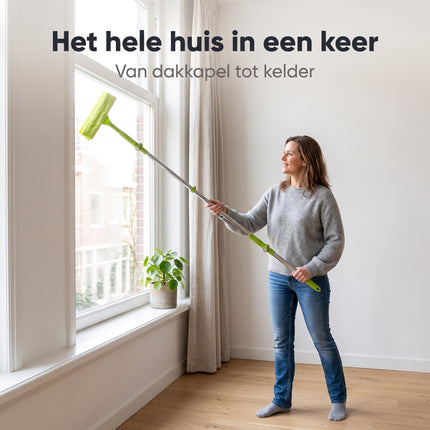 Cheqo® Telescopische Raamwisser - Raamwisser met Steel - Uitschuifbare Raamwisser - Ramenwasser - Raamtrekker - Ruitenwisser - Glazenwasser - Vensterwisser - Telescoopsteel - Buigbaar - voor Ramen Wassen en Ruiten Schoonmaken van Hoge Ramen - Lifestyle