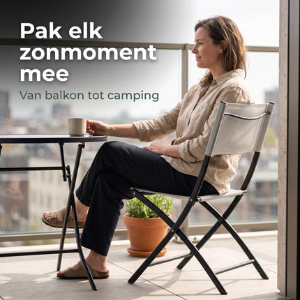 Cheqo® Vouwstoel Wit - Klapstoel - Tuinstoel - Inklapbare Stoel - Campingstoel - Balkonstoel - Terrasstoel - Bijzetstoel - Buitenstoel - Tuin Eettafelstoel - Picknickstoel - Festivalstoel - Plooistoel - Tuinzetel - Kampeerstoel - Klapstoeltje - Lifestyle