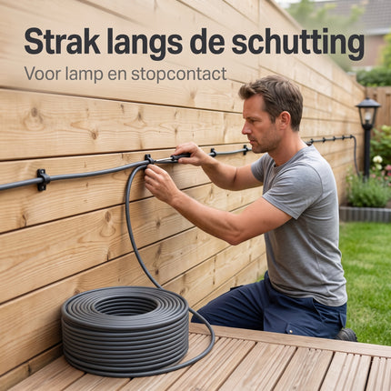 Cheqo® Buitenkabel 5 X 2.5 mm² 25 m - XMVK Kabel - Installatiekabel Buitengebruik - Krachtstroomkabel - Stroomkabel voor Buiten - Tuinkabel - Elektriciteitskabel - Bovengrondse Kabel voor Tuinverlichting en Buitenstopcontact - Grijs - Lifestyle