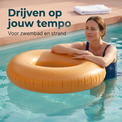 Cheqo® Zwemband Oranje - Zwemring - Opblaasbare Zwemband voor Volwassenen en Kinderen - Zwembad Speelgoed - Waterspeelgoed - Zwembad Accessoires - Opblaasband Groot - Drijfband - Float Tube voor Zwembad en Strand - Zwembenodigdheden Zomer - Lifestyle