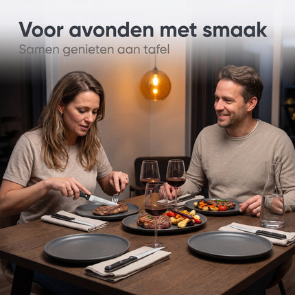 Cheqo® Steakmessen Set van 4 - Steakmes - Messenset met Gekarteld Lemmet - Kartelmessen - Tafelmessen - Vleesmessen - Vleesmes - BBQ Messen - Barbecue Messen - Steakmessenset - Scherpe Messen - Vaatwasserbestendig - Pizzames - Roestvrij Staal - Lifestyle