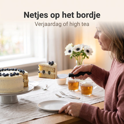 Cheqo® Taartmes - Taartschep met Snijrand - Taartsnijder - Cakesnijder - Gebakschep - Gebakmes - Taartserveerder - Vlaaischep - Taartbestek voor Bruidstaart en Verjaardag - Bakaccessoires - Keukengerei - Serveerschep - Cake Server - Lifestyle