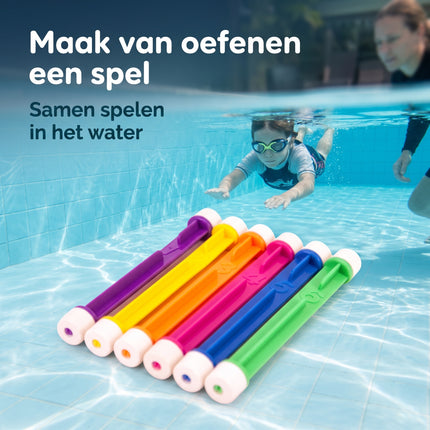Cheqo® Duikstaven Set van 6 - Duikstaafjes - Duikstokken - Duikspeelgoed - Zwembadspeelgoed - Waterspeelgoed - Duikspeeltjes - Opduik Speelgoed - Onderwater Speelgoed - Duikspel - Duikset - Leren Duiken - voor Zwemles - voor Kinderen - Lifestyle
