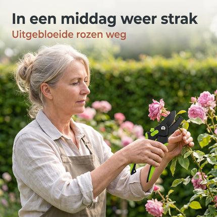 Cheqo® Snoeischaar - Tuinschaar Bypass - Handsnoeischaar - Rozenschaar - Plantenschaar - Bloemenschaar - Knipschaar met Vergrendeling - Tuingereedschap - Snoeigereedschap voor Takken en Twijgen - Struiken en Heesters - Groen Zwart - Secateurs - Lifestyle