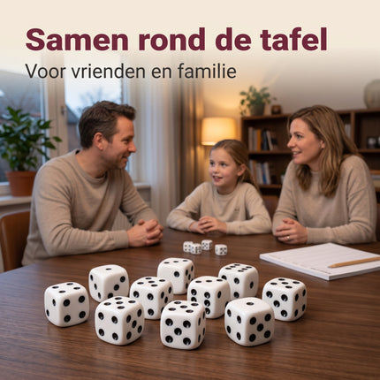 Cheqo® Dobbelstenen Set van 10 - Witte Dobbelstenen - Dobbelsteen - Dobbelstenenset Wit - Speeldobbelstenen - Dobbelsteentjes - Dobbelen - Dobbelspel - Yahtzee - Bordspel - Gezelschapsspel - Spelletjes - Spelletje - Monopoly - Regenwormen - Lifestyle