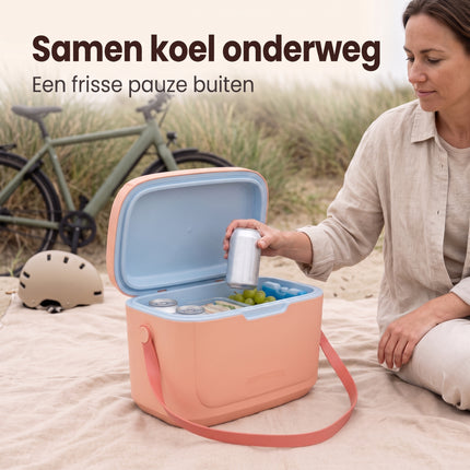 Cheqo® Koelbox - Kleine Koelbox 6 Liter - Koeltas - Draagbare Koelbox met Schouderband en Verstelbare Draagriem - Koelbox zonder Stroom - voor Picknick - Strand - Camping - Auto en Festival - Isolerende Lunchbox Koeler - Roze Koelboxje - Lifestyle