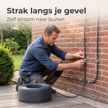Cheqo® Buitenkabel 3 X 2.5 mm² 25 m - XMVK Kabel - Installatiekabel - Stroomkabel voor Buiten - Tuinkabel - Elektriciteitskabel - Elektrakabel - Bovengrondse Kabel voor Tuin en Terras - Tuinverlichting en Buitenstopcontact - Grijs - Lifestyle
