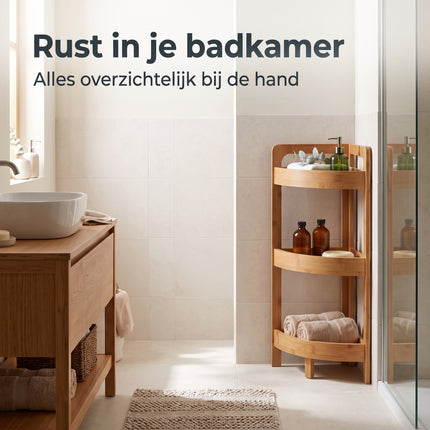 Cheqo® Badkamer Hoekrek Bamboe 3 Etages - Lifestyle