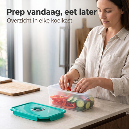 Cheqo® Vacuüm Vershouddoos - Voedselcontainer - Vacuüm Bewaardoos - Vershoudbakjes - Vacuümbox - Voorraaddoos - Opbergdoos met Deksel - Diepvriesbakjes - Meal Prep Bakjes - Vershoudbox met Datumindicator - Luchtdichte Voedseldoos - Vacuümdoos - Lifestyle