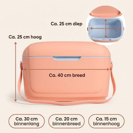 Cheqo® Koelbox Klein - Draagbare Koelbox zonder Stroom - Koelbox met Handvat en Deksel - Koelbox voor Picknick - Camping - Strand en Auto - Coolbox - Frigobox - Mini Koelbox voor Onderweg - Koeltas voor Lunch en Festival - Roze - Specs