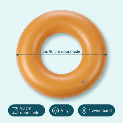 Cheqo® Zwemband Oranje - Zwemring - Opblaasbare Zwemband voor Volwassenen en Kinderen - Zwembad Speelgoed - Waterspeelgoed - Zwembad Accessoires - Opblaasband Groot - Drijfband - Float Tube voor Zwembad en Strand - Zwembenodigdheden Zomer - Specs