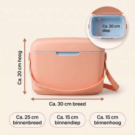 Cheqo® Koelbox - Kleine Koelbox 6 Liter - Koeltas - Draagbare Koelbox met Schouderband en Verstelbare Draagriem - Koelbox zonder Stroom - voor Picknick - Strand - Camping - Auto en Festival - Isolerende Lunchbox Koeler - Roze Koelboxje - Specs