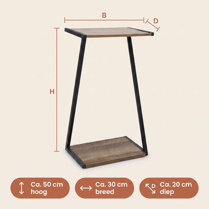 Cheqo® Plantenstandaard - Plantentafel - Bloempothouder - Plantenkruk - Plantenrek met 2 Niveaus - Plantenhouder - Plantentafeltje voor Binnen - Bloempot Standaard - Plantenzuil - Bijzettafel - Industrieel Design voor Woonkamer en Balkon - Specs (oude v0)