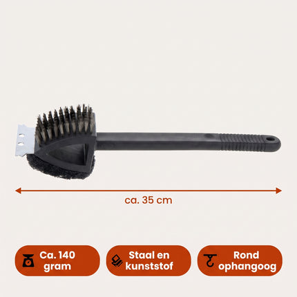 Cheqo® BBQ Borstel 3 in 1 Zwart - Specs