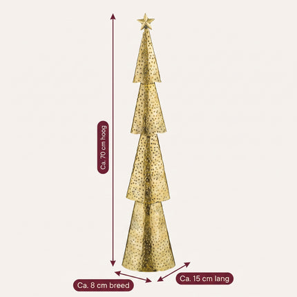 Cheqo® Metalen Kerstboom - Decoratieve Kerstboom - Kerstboom Decoratie - Kerstversiering - Gouden Kerstboom - Kunstkerstboom - Kerst Tafeldecoratie - Kerstboom Zonder Verlichting - Decoratieboom - Sierboom - Kerstboombeeldje - Kerstboom met Ster - Specs
