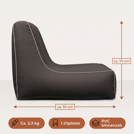 Cheqo® Opblaasbare Sofa Donkergrijs - Opblaasbare Loungestoel - Zitzak Buiten - Zitzak Volwassenen - Opblaasbare Stoel - Lounge Fauteuil - Opblaasbare Zetel - Outdoor Sofa - Relaxstoel - Tuinstoel voor Terras - Campingstoel - Strandstoel - Specs